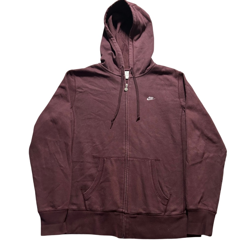 VTG Y2K Nike Full Zip Hoodie Mens XXL Burgundy Embroidered Swoosh Sportswear